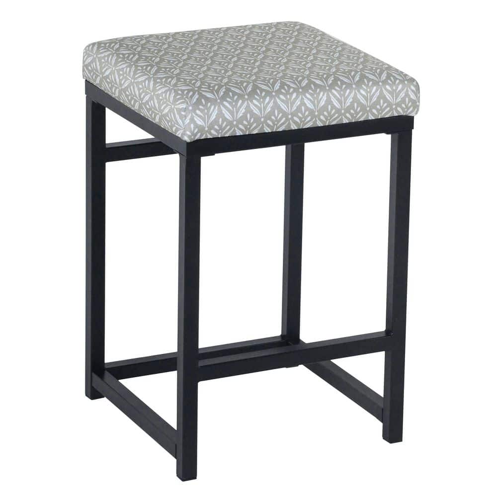24-Inch Backless Light Gray Print Metal Counter Stool