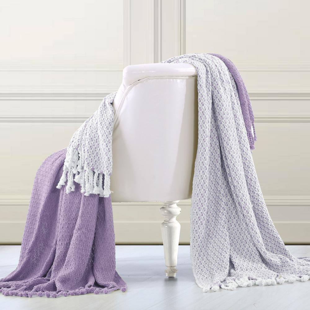 purple and grey throw