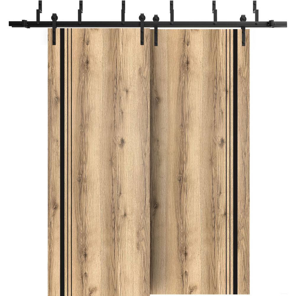 36 in. x 80 in. 2 Panel Oak Solid Wood with Honeycomb Sliding Barn Door with Hardware Kit price history on PriceWatchPro