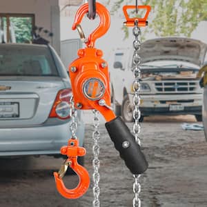 1/4 Ton Manual Lever Chain Hoist 10 ft. Long Chain Hoist with 360° Rotation Hook for Garage, Factory, Dock
