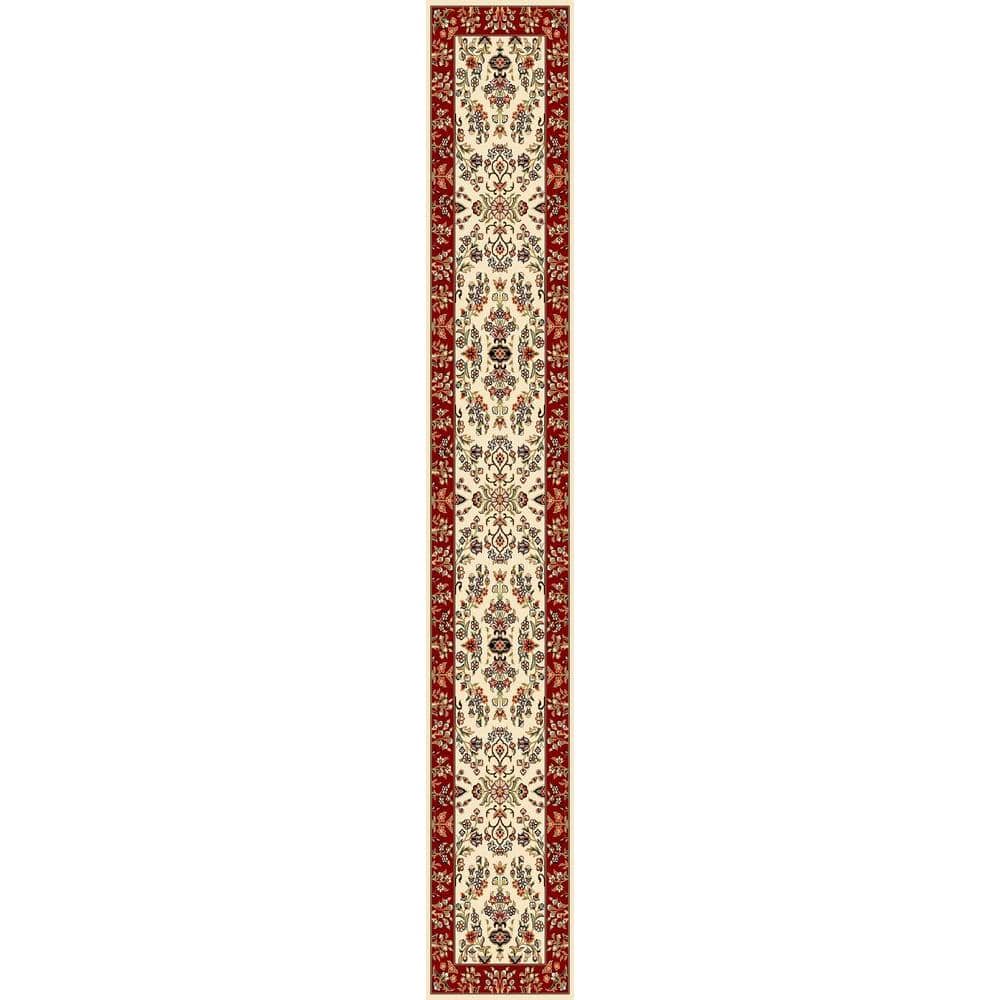 Lyndhurst Ivory/Red 2 ft. x 22 ft. Border Antique Floral Runner Rug price history on PriceWatchPro