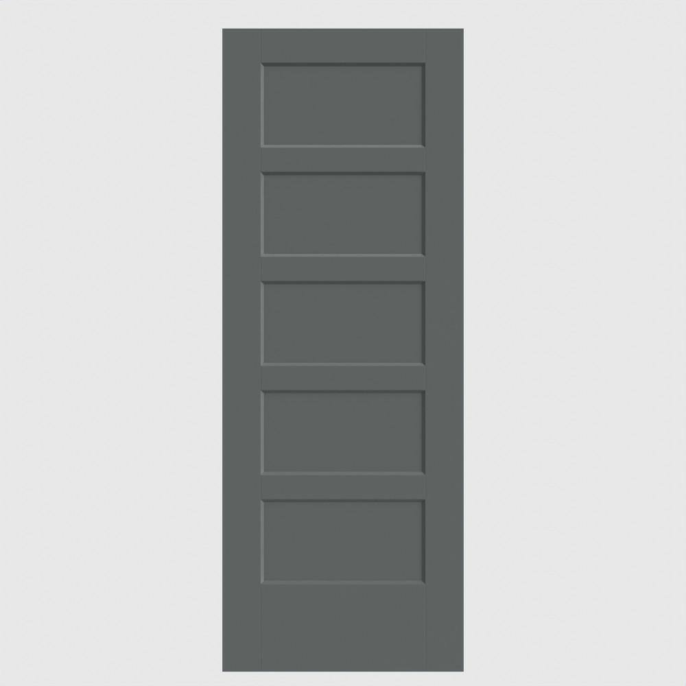32 in. x 80 in. 5-Panel Bayshore Single Bore Hollow Core Cordite Molded Composite Interior Door Slab