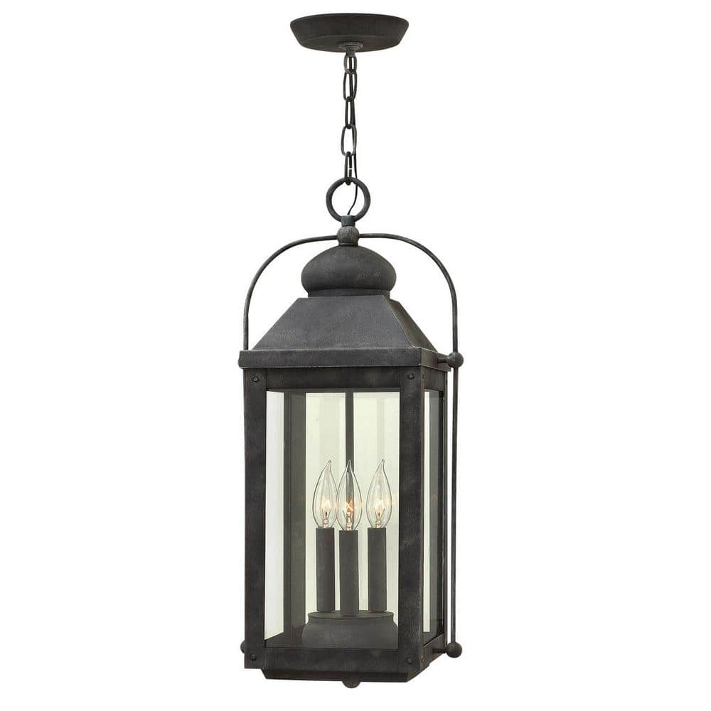 組子ランプ (高さ約130cm) HINKLEY Anchorage 3-Light Ages Zinc Outdoor Pendant Light