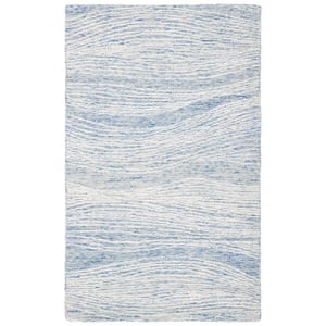 Metro Blue/Ivory Doormat 3 ft. x 5 ft. Abstract Waves Area Rug