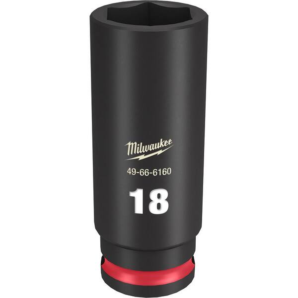 Milwaukee SHOCKWAVE 3/8 in. Drive 18mm Deep 6 Point Impact Socket (1-Pack)