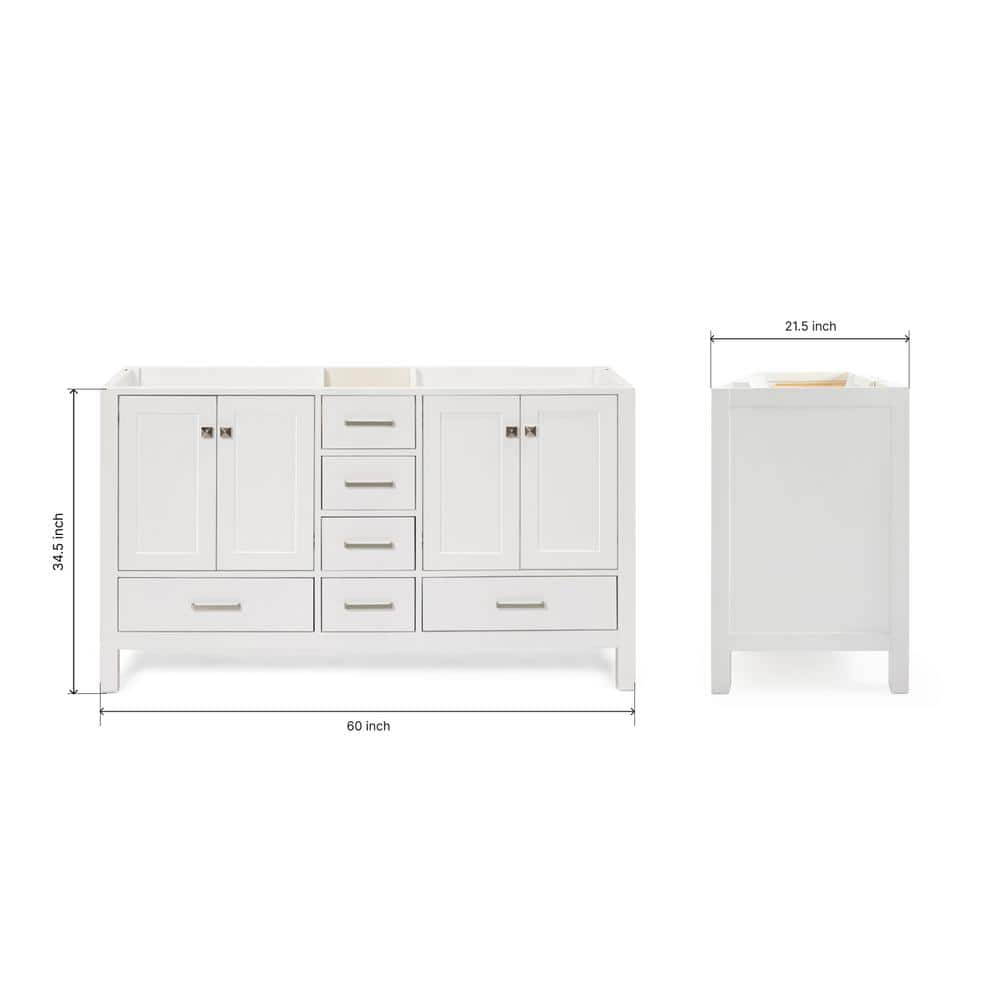 Cambridge 60" White Double Freestanding Vanity Cabinet