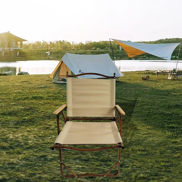 Natural Aluminium Folding Camping Chair Set of 4 Portable Travel Kermit Chair with Armrests
