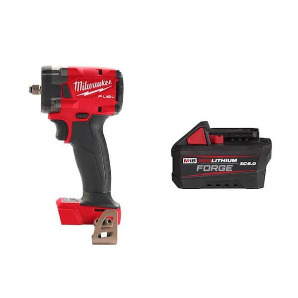 Milwaukee M18 FUEL GEN-3 18V Lithium-Ion Brushless Cordless 3/8 in. Compact Impact Wrench w/Friction Ring & 6.0Ah FORGE Battery