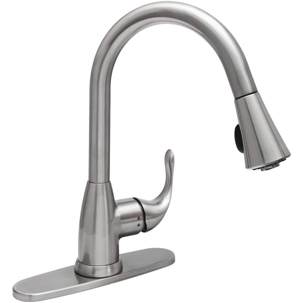Glacier Bay Market Single-Handle Pull-Down Sprayer Kitchen Faucet in Brushed Nickel, Silver -  HD67551-0308D2