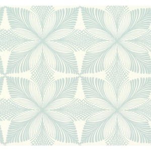 Ronald Redding Cream and Blue Roulettes Paper Unpasted Matte Wallpaper 27 in. x 27 ft.