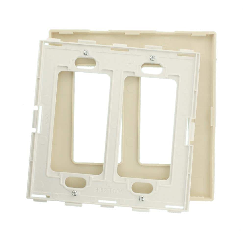 Almond 2 Gang Polycarbonate Screwless Wall Plate