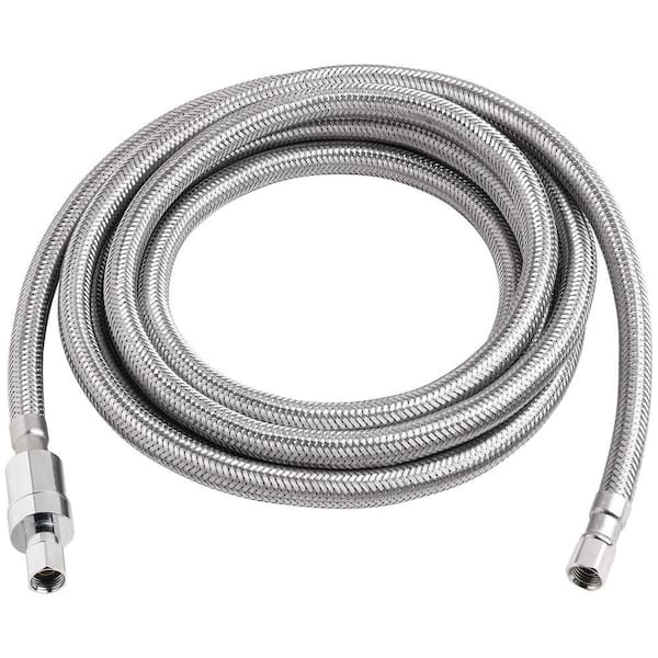 10ft Homewerks Ice Maker Connector Hose w Safety valve 1/4 to 1/4  connection
