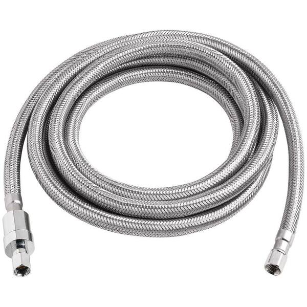 Water Line Stainless Steel Ice Maker Connector 1/4" x 1/4" x 72" 6 Foot 