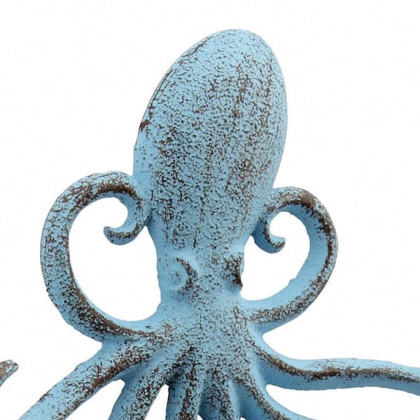 Stonebriar Collection 6 in. Blue Cast Iron Octopus Wall Hook SB
