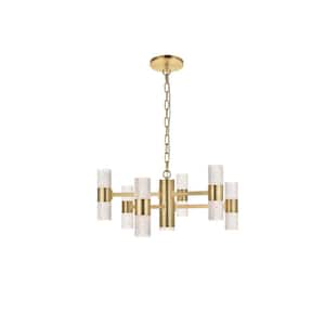 26 in. Simply Living 13-Light Gold Integrated LED Pendant Light