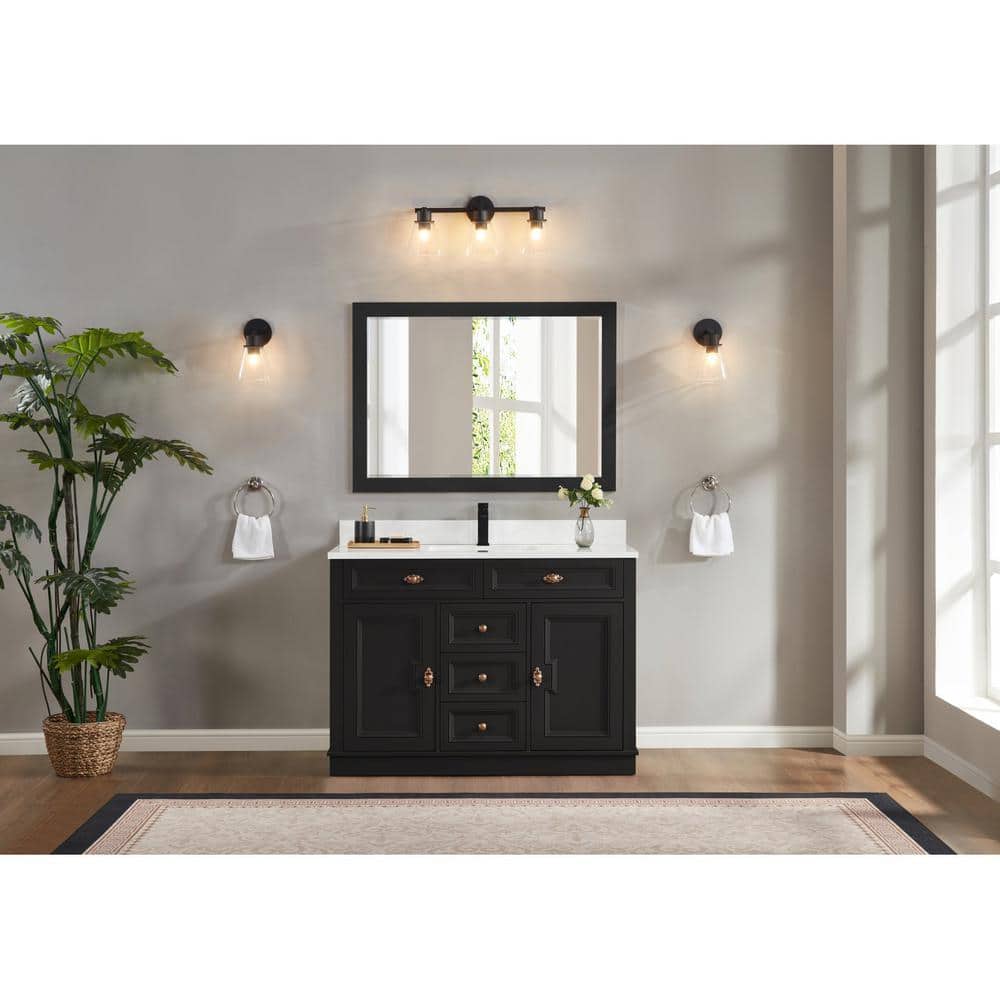 WS2516-48-TB 48 in. Single Sink Sink Vanity Tricorn Black Bath Vanity with White 1 in. Artificial Stone Top price history on PriceWatchPro