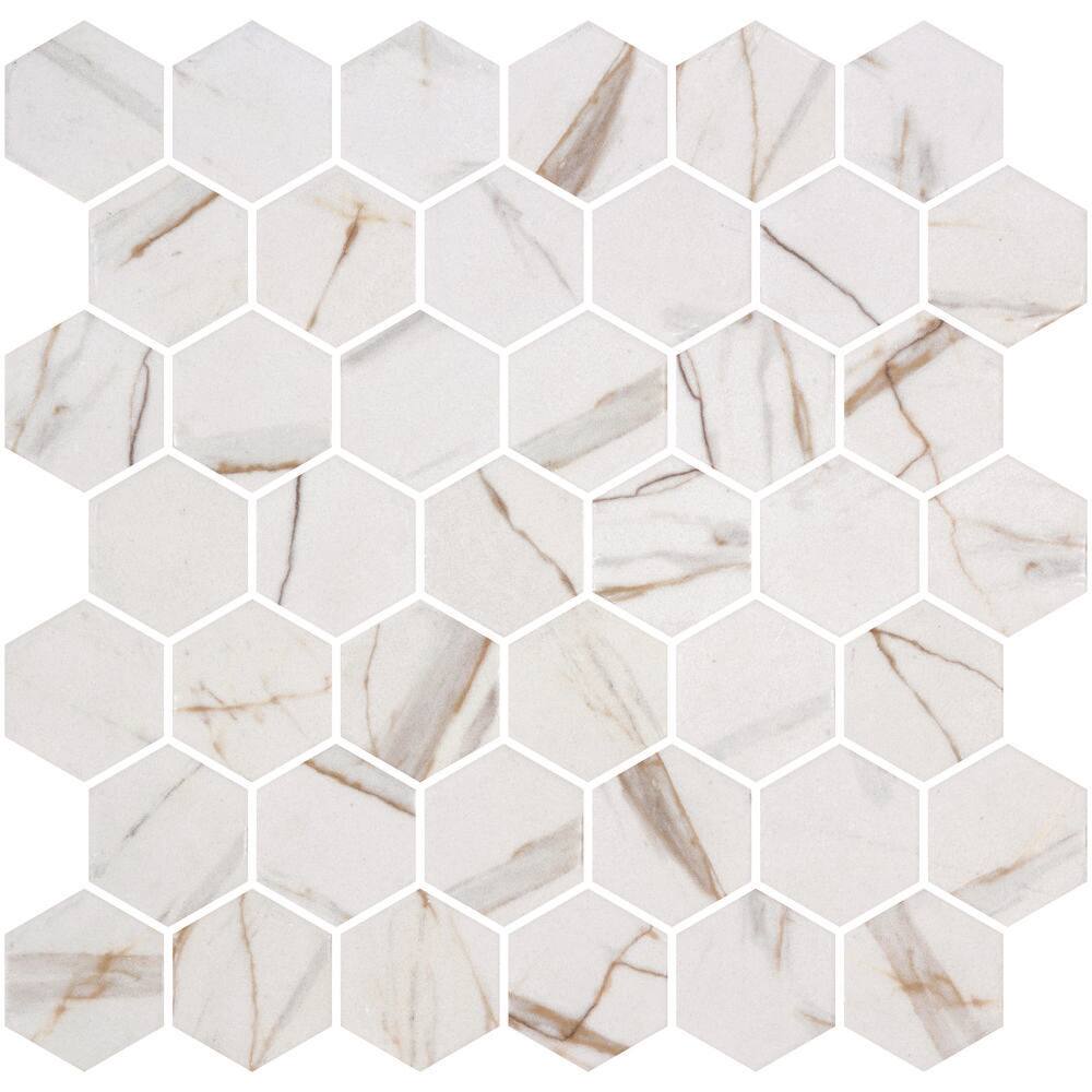 Grecian Beige Matte Glass Hexagonal Mosaic Tile