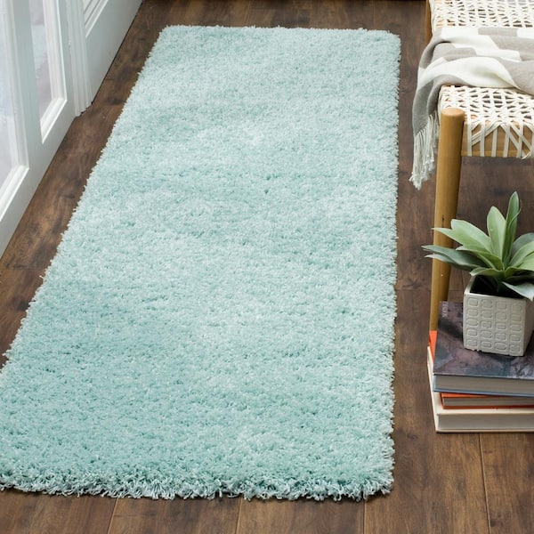 Laguna Shag 2 ft. x 10 ft. Light Blue Solid Runner Rug