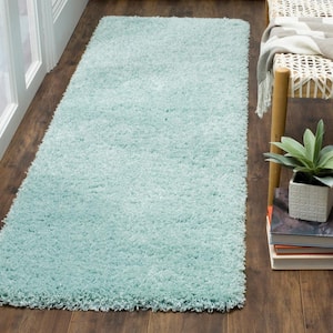 Laguna Shag Light Blue 2 ft. x 8 ft. Solid Runner Rug