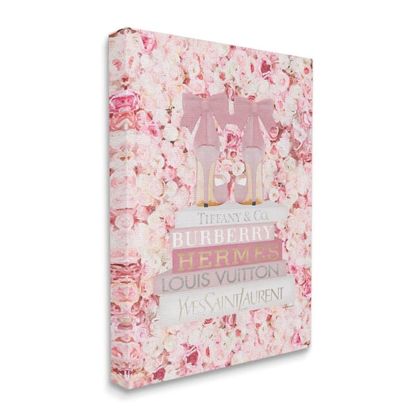 Stupell Industries Pink Fashion Heals with Books and Rose Details By Amanda Greenwood Unframed Print Nature Wall Art 36 in. x 48 in.