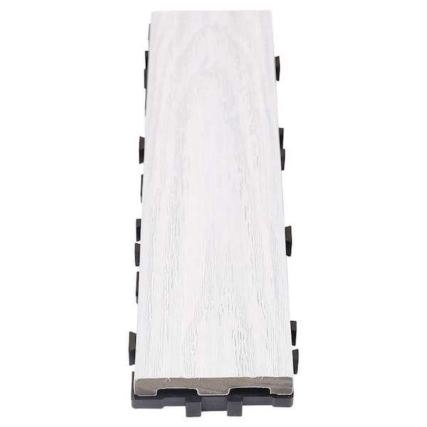 NewTechWood UltraShield Naturale 3 in. x 1 ft. Quick Composite Single Slat Icelandic Deck Tile in Smoke White (4-Pieces per Box)