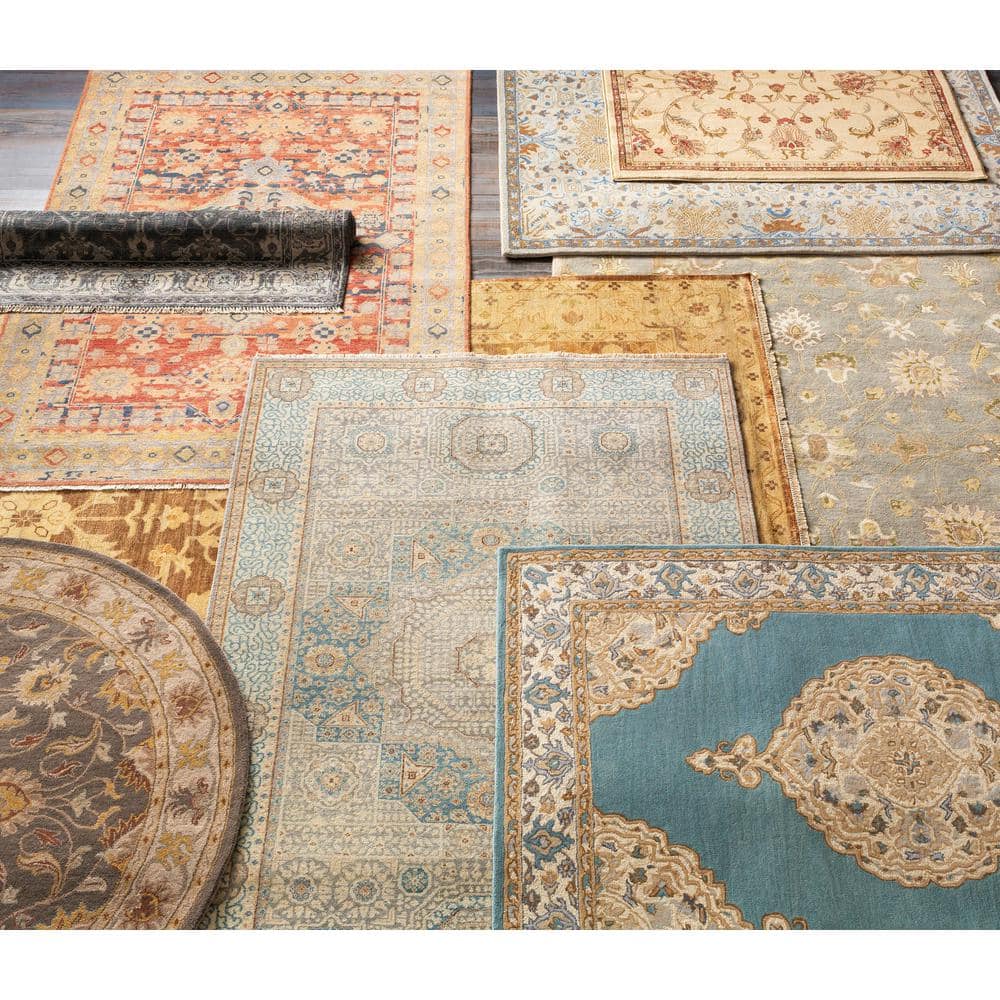 Tan and Red Synthetic Traditional Oriental Area Rug