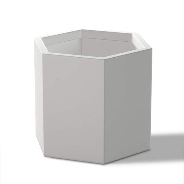 Lightweight 12 in. H Large Crisp White Geometric Concrete Plant Pot/Planter for Indoor and Outdoor