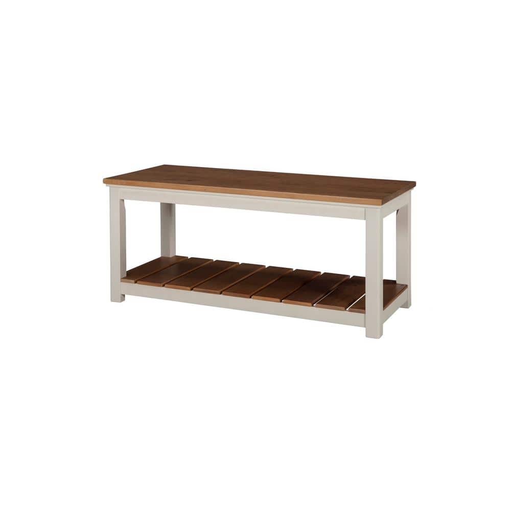 Savannah Medium Pine and White Rustic Bench