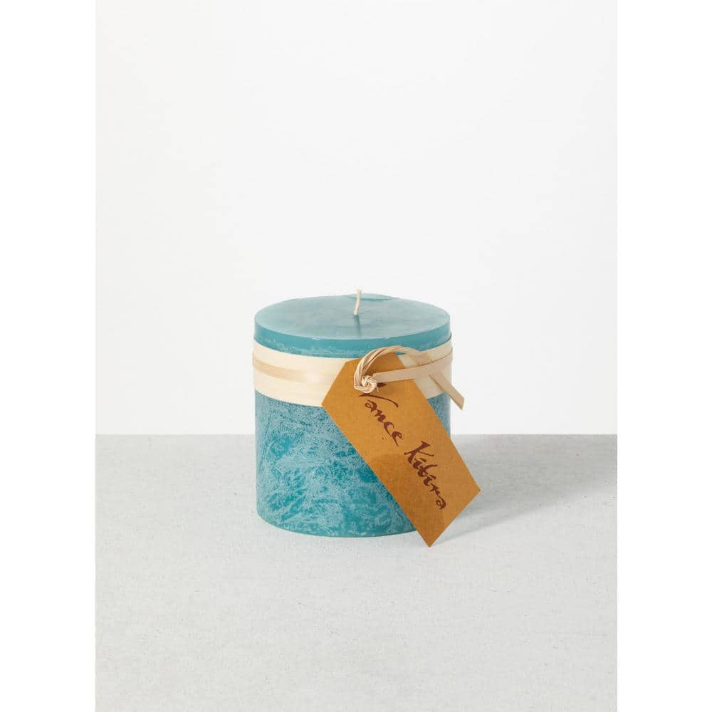 Vance Kitira 4.25 in. Sea Glass Timber Pillar Candle CT444SGL The Home Depot