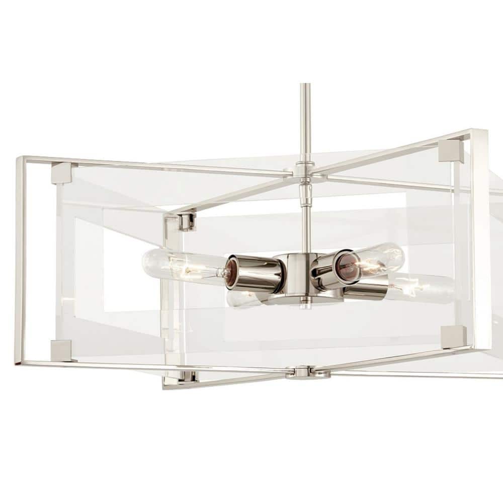 Polished Nickel 4-Light Chandelier with Clear Acrylic Shade