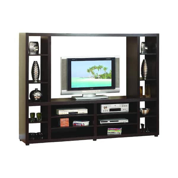 Red Cocoa Brown TV Stand Cabinet Fits TVs up to 48 in. with Shelves