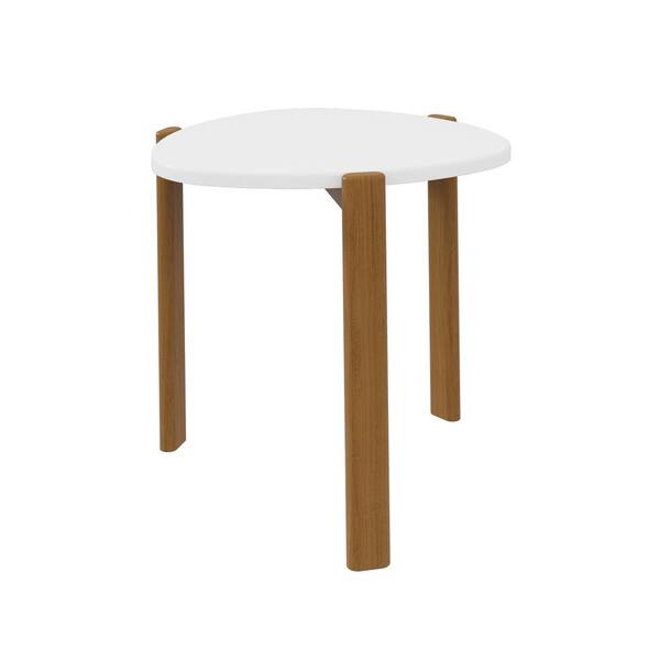 Manhattan Comfort Mid-Century Modern Gales Coffee Table with Solid Wood Legs in Matte White Manhattan Comfort Mid-Century Modern Gales Coffee Table with Solid Wood Legs in Matte White