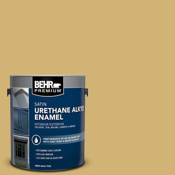 BEHR PREMIUM 1 gal. #M320-5 Dried Chamomile Urethane Alkyd Satin Enamel Interior/Exterior Paint