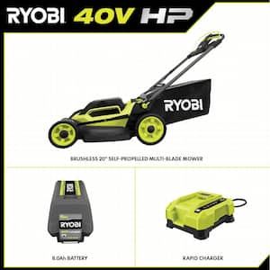 40V HP Brushless 20 in. Cordless Electric Battery Multi-Blade Walk Behind Self-Propelled Mower - 8.0Ah Battery & Charger