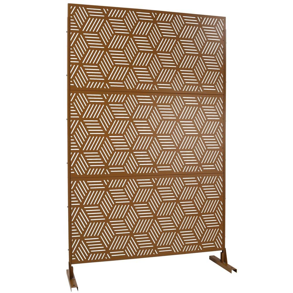 4 ft. x 6.33 ft. Brown Outdoor and Indoor Freestanding Metal Privacy Screen Fence Panels for Outside Lawn Garden price history on PriceWatchPro