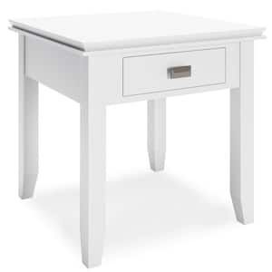 Artisan Solid Wood 21 in. Wide Square Transitional End Table in White