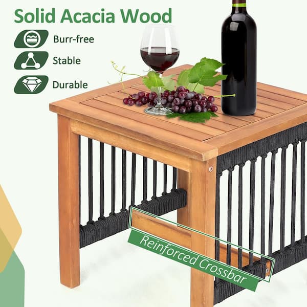 Costway 3-Pieces Acacia Wood Outdoor Bistro Set with Table