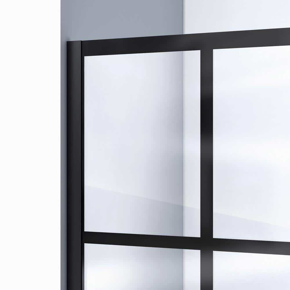 Matte Black 34" x 72" Frosted Glass Frameless Shower Screen