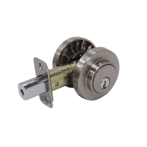 Faultless Double Cylinder Satin Nickel Round Contemporary Deadbolt