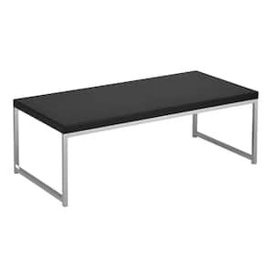 Wall Street 44 in. Black/Chrome Large Rectangle Acrylic Coffee Table