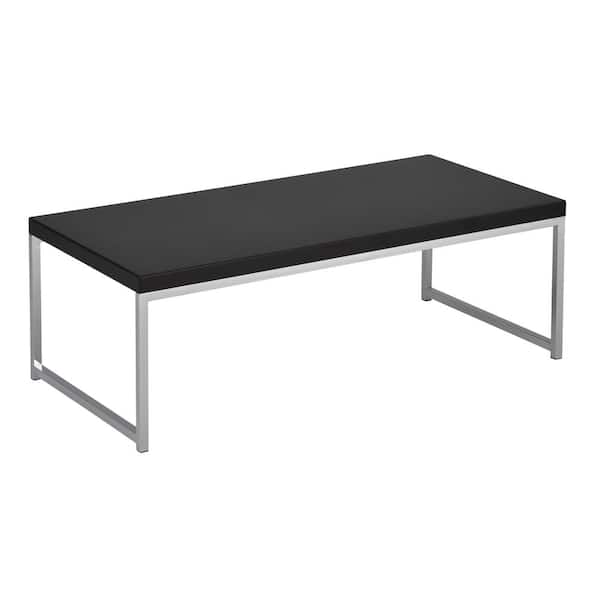OSP Home Furnishings Wall Street 44 in. Black/Chrome Large Rectangle Acrylic Coffee Table