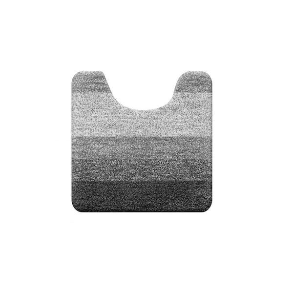 Aoibox 20 in. x 20 in. Grey Stripe Microfiber Square Contour Bath Rugs