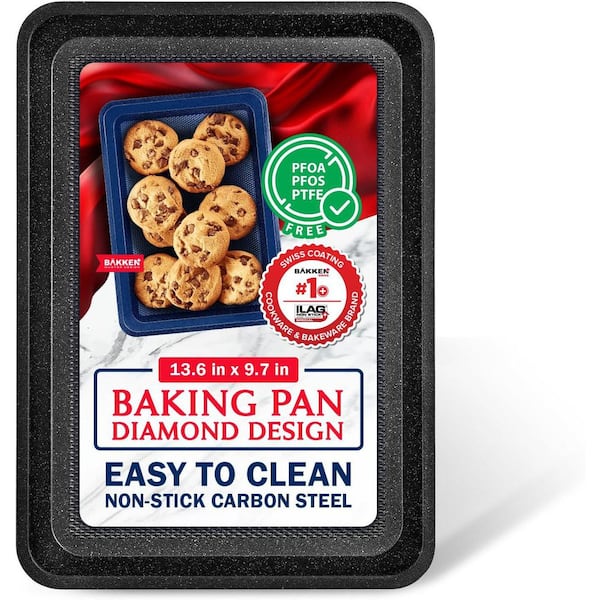 Nonstick Gray Coating, 13.58 in. x 9.65 in. Commercial Grade Carbon Steel Cookie Sheet, Gray Marble