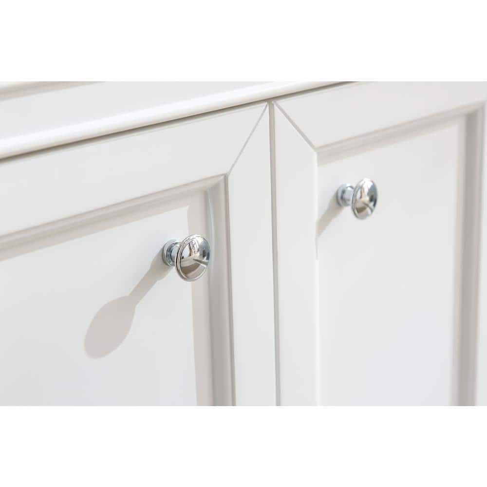 South Bay 37" White Solid Wood Bathroom Vanity with Marble Top