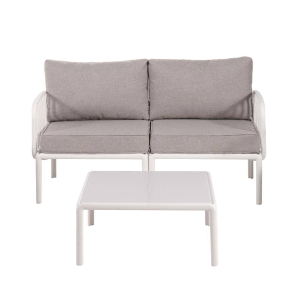 3-Piece Plastic Outdoor Conversation Patio Furniture Set with Gray Cushions price history on PriceWatchPro