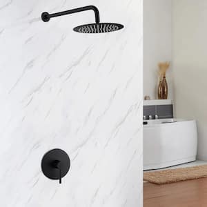 Single-Handle 1-Spray Round Shower Faucet in Matte Black Stainless Steel Showerhead