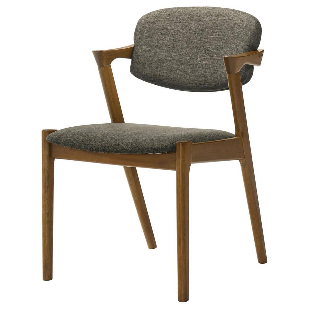 Modern Gray Upholstered Parsons Side Chair with Dark Walnut Legs