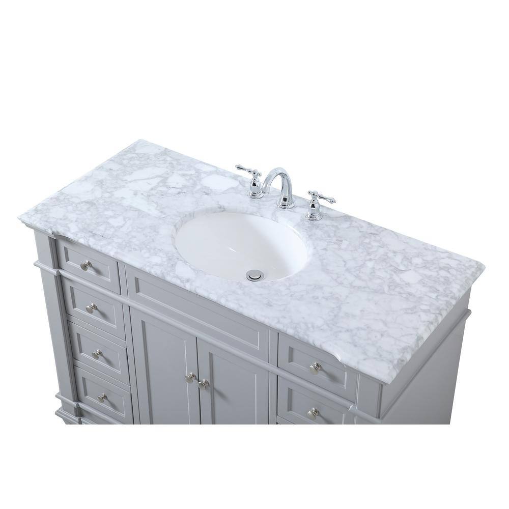 Wesley 48" Gray Solid Wood and Marble Single Bathroom Vanity
