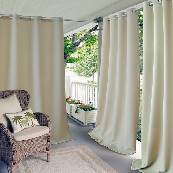 Connor Taupe Polyester Solid 52 in. x 84 in. Grommet Top Indoor/Outdoor Room Darkening Curtain (Single Panel)