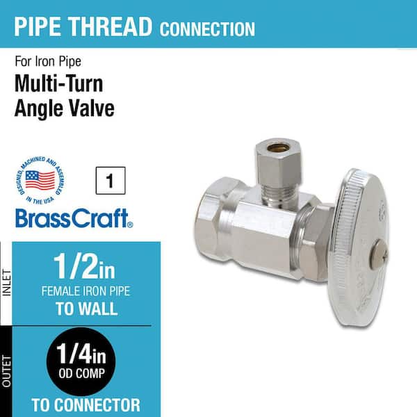 1/2 in. FIP Inlet x 1/4 in. Compression Outlet Multi-Turn Angle Valve